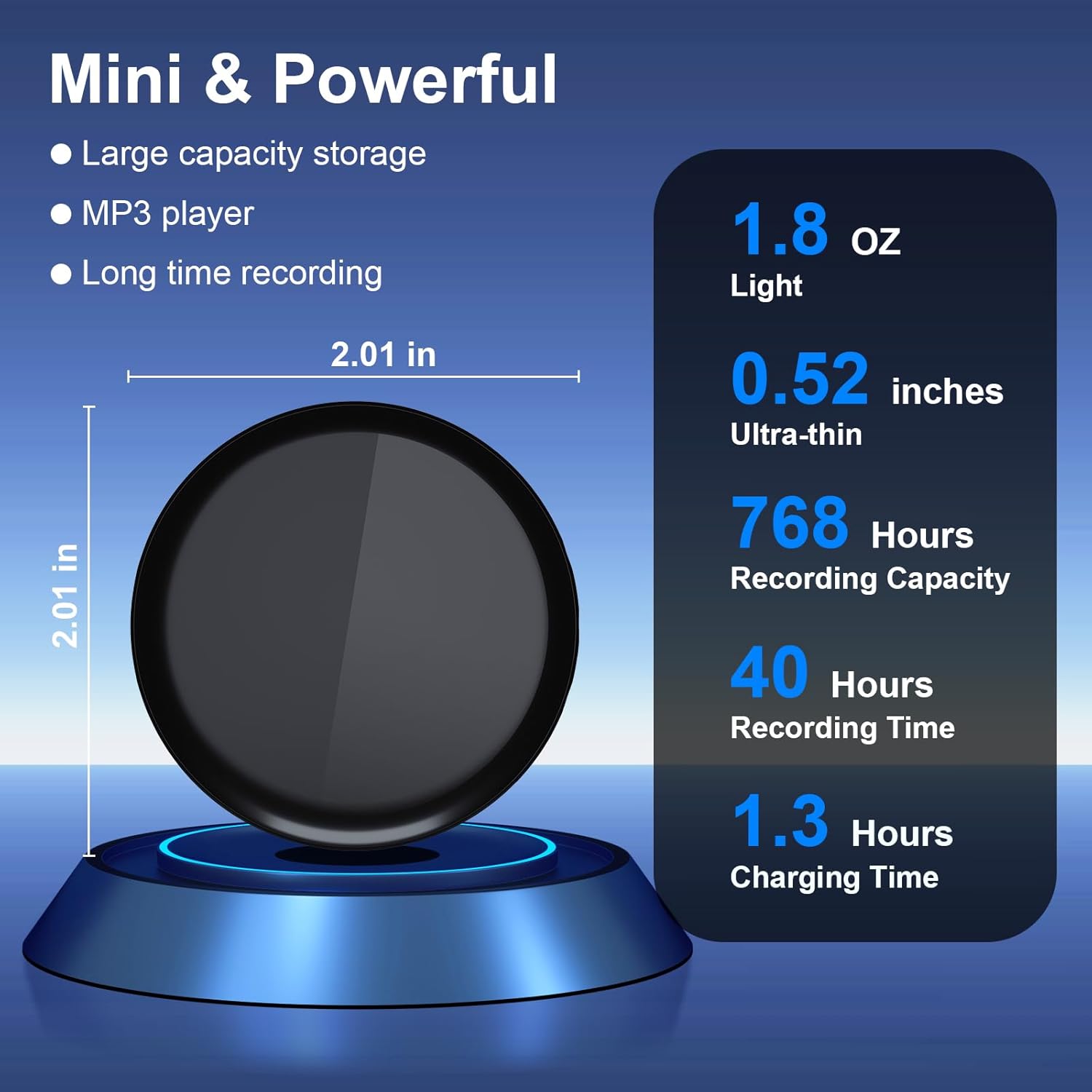 iYuhui 64GB Digital Portable Mini Magnetic Voice Activated Recorder with Playback, Small Secret Music Recording Devices Audio MP3 Recorder for Lecture Meetings Dictation, HYX2401
